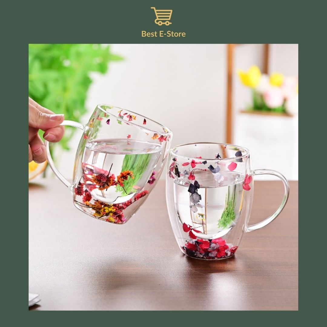 🌼Floral Fusion: Vasos Vidrio Doble Pared